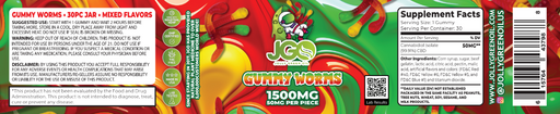 JGO CBD Gummy Worms, 1500 mg, 30 ct (THC FREE)