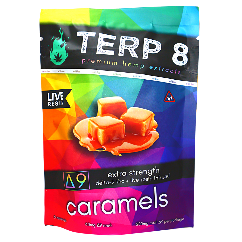 Organic Live Resin Delta-9 Caramels [5-Pack  //  200mg - Extremely Potent] | Terp 8