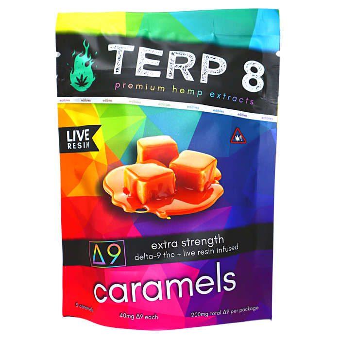 Organic Live Resin Delta-9 Caramels [5-Pack  //  200mg - Extremely Potent] | Terp 8